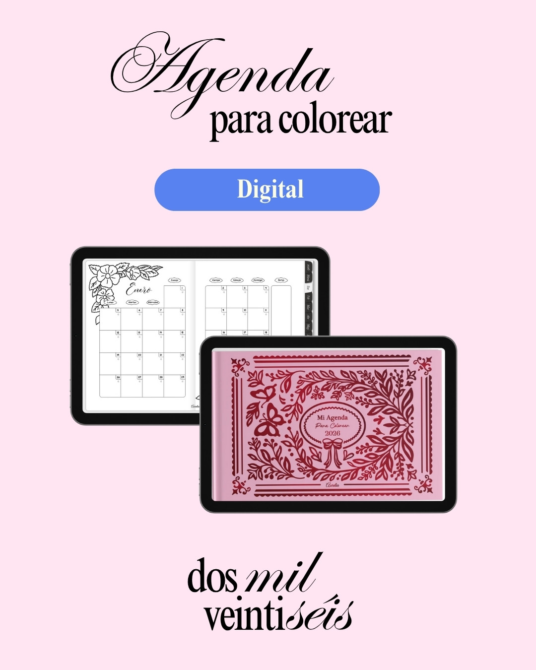 Agenda para colorear 2026 DIGITAL para goodnotes o pdf Notability